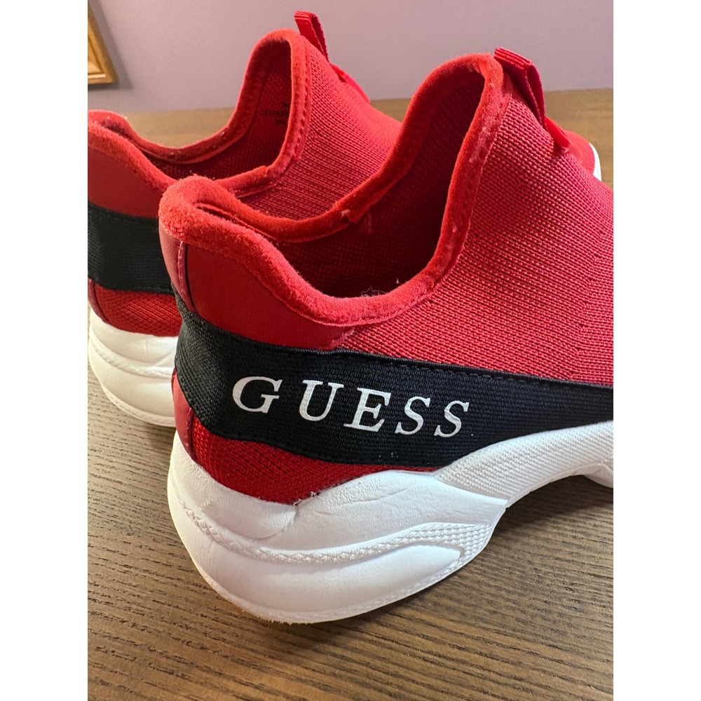 Guess Sneakers Women 7.5 Red Slip On Knit Sock Trainers WGLAKELEE - Picture 4 of 9